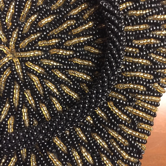 Vintage Beaded Black and Gold Evening Bag Handbag - Picture 5 of 8